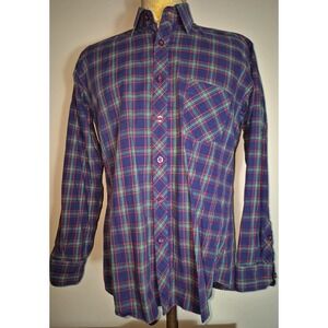 Jared Lang Mens Button-Up Casual Dress Shirt Medium Multicolored Plaid